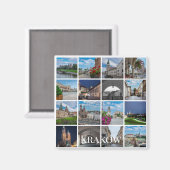 クラクフ旧市街の風景、ポーランド マグネット (正面/裏面)