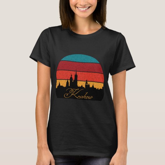 クラクフ ポーランド旧市街 レトロな旅 Tシャツ (正面)