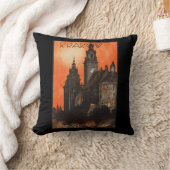 クラクフ・ポーランド – ポーランドヴィンテージポーランド旅行ポスター クッション (ブランケット)