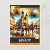 クラクフ,ポーランド |ヴィンテージ絵を描ー ポストカード (正面)