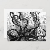 クラケンが帆船を編み出す ポストカード (正面/裏面)