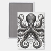 クラケンスティームパンクタコ華美ブラック マグネット (正面/裏面)