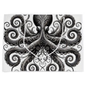 クラケンスティームパンクタコ華美ブラック ラージペーパーバッグ (正面)