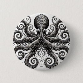 クラケンスティームパンクタコ華美ブラック 缶バッジ