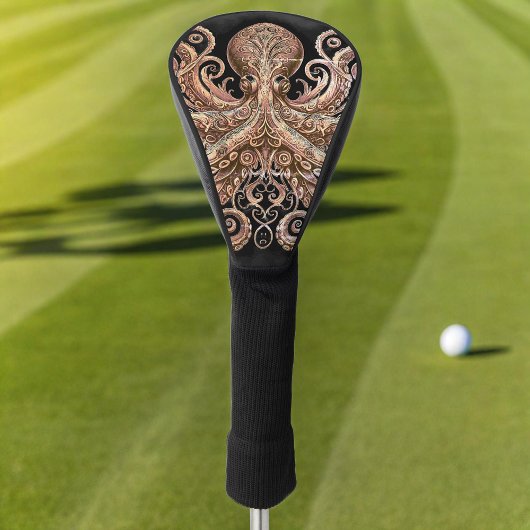 クラケンスティームパンクタコ華美金ゴールドブラック ゴルフヘッドカバー