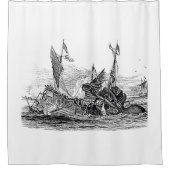 クラケン攻撃船ヴィンテージスチームパンク シャワーカーテン (正面)