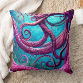 クラケン触手ピンクのタコ クッション (ブランケット)