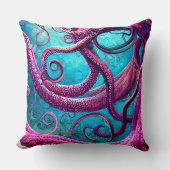 クラケン触手ピンクのタコ クッション (正面)