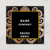 クラケン・スチームパンク華美タコ金ゴールドとブラック スクエア名刺 (裏面)