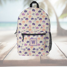 クラゲかわいいパステルパープル&オレンジモノグラム