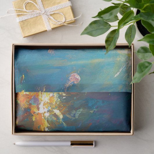 クラゲが切り離される水中のサメ 薄葉紙 (ギフト)