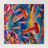 クラゲとカラフルサンゴ礁 ジグソーパズル (横)