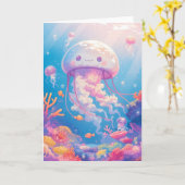 クラゲとコーラ疑問に思ー カード (黄色い花)