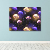 クラゲとシームレ白熱［赤熱］光を放つス キャンバスプリント (インサイチュ (ウッドフロア))