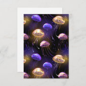 クラゲとシームレ白熱［赤熱］光を放つス サンキューカード (正面/裏面)