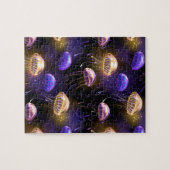 クラゲとシームレ白熱［赤熱］光を放つス ジグソーパズル (横)