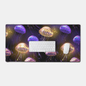 クラゲとシームレ白熱［赤熱］光を放つス デスクマット (キーボード&マウス)