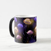 クラゲとシームレ白熱［赤熱］光を放つス モーフィングマグカップ (正面左)