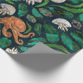 クラゲとタコ模様 ラッピングペーパー (角)