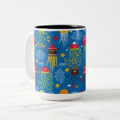 クラゲとタコ ツートーンマグカップ (正面左)