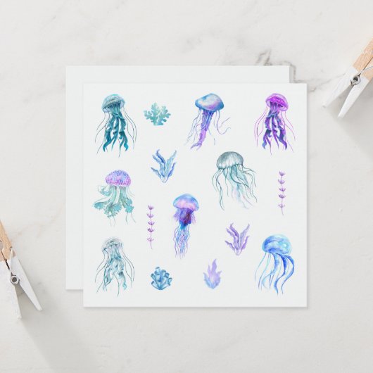 クラゲと海藻 カード (正面/裏面インサイチュ)