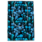 クラゲに用心。Lブルー.bブラックBG ミディアムペーパーバッグ (正面)