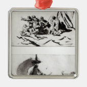 クラゲのいかだのための2つのスケッチ、c.1819 メタルオーナメント (正面)