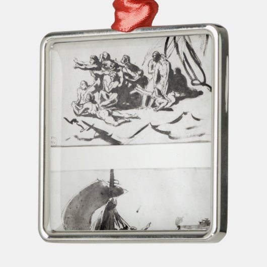 クラゲのいかだのための2つのスケッチ、c.1819 メタルオーナメント (左)