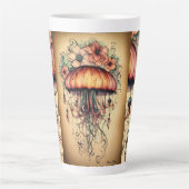 クラゲのセレニティ芸術的: Tシャツデザインインスピリ カフェラテマグ (正面)