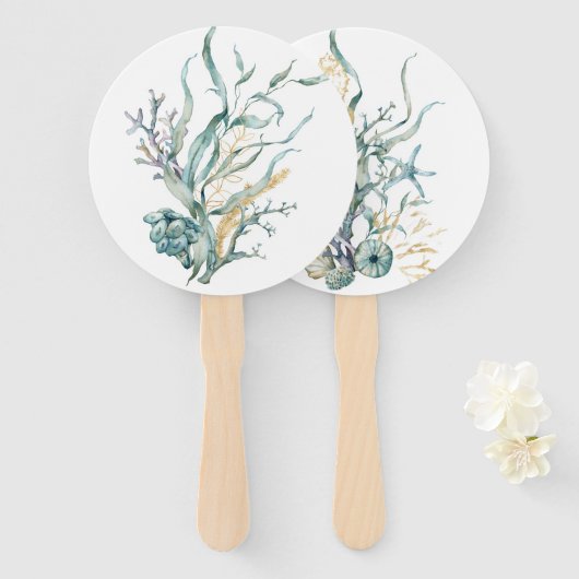 クラゲのハンドファンの水彩 ハンドファン (正面&裏面)