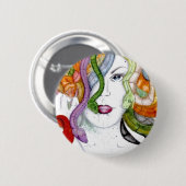 クラゲのヘビの毛のバッジ 缶バッジ (正面&裏面)