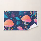 クラゲのモザイクカラフルパタパーソナライズされたーン バスタオルセット (ハンドタオル)