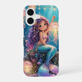 クラゲのランタンを抱えた人魚 iPhone 16ケース