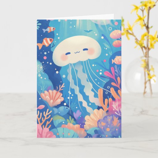 クラゲの楽園 カード (黄色い花)