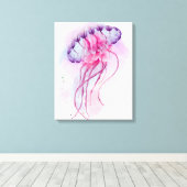 クラゲの水彩画 キャンバスプリント (インサイチュ (ウッドフロア))