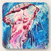 クラゲの水彩画 海のアート コースター (正面)