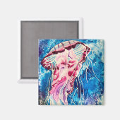 クラゲの水彩画 海の芸術 マグネット (正面/裏面)