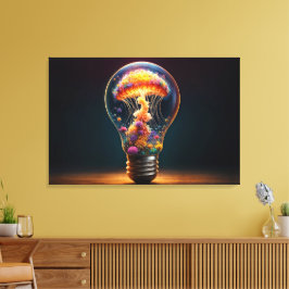 クラゲの球根白熱［赤熱］光を放つファンタジー芸術 キャンバスプリント