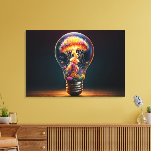 クラゲの球根白熱［赤熱］光を放つファンタジー芸術 キャンバスプリント (インサイチュ (リビング))