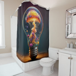 クラゲの球根白熱［赤熱］光を放つファンタジー芸術 シャワーカーテン