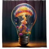 クラゲの球根白熱［赤熱］光を放つファンタジー芸術 シャワーカーテン (正面)