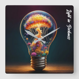 クラゲの球根白熱［赤熱］光を放つファンタジー芸術 スクエア壁時計