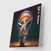 クラゲの球根白熱［赤熱］光を放つファンタジー芸術 スクエア壁時計 (傾斜)