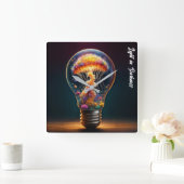 クラゲの球根白熱［赤熱］光を放つファンタジー芸術 スクエア壁時計 (ホーム)