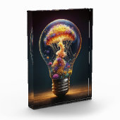 クラゲの球根白熱［赤熱］光を放つファンタジー芸術 フォトブロック (左)