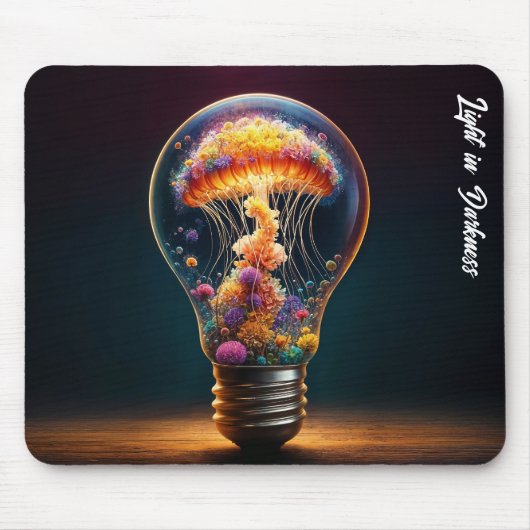 クラゲの球根白熱［赤熱］光を放つファンタジー芸術 マウスパッド (正面)