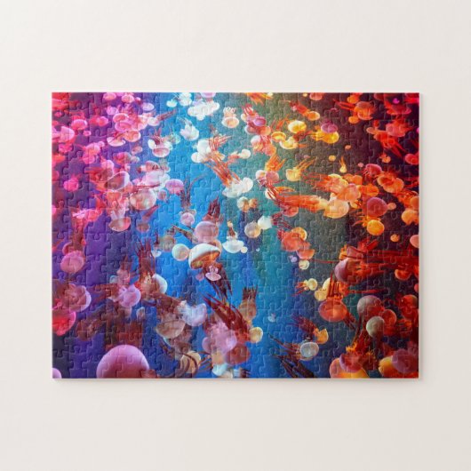 クラゲの虹の色のショール ジグソーパズル (横)