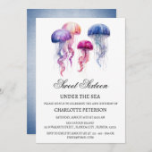 クラゲアンダーザシースウィート16誕生日パーティー 招待状 (正面/裏面)