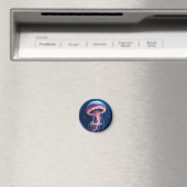 クラゲアート、ホワイト手書き風ネーム、オリジナル画像 マグネット (インサイチュ (食洗機))