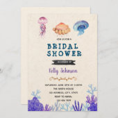 クラゲウェディングシャワー誕生日テーマ 招待状 (正面/裏面)